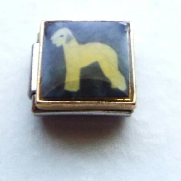 Bedlington Terrier photo 9mm stainless steel Italian charm bracelet link new - Picture 1 of 2